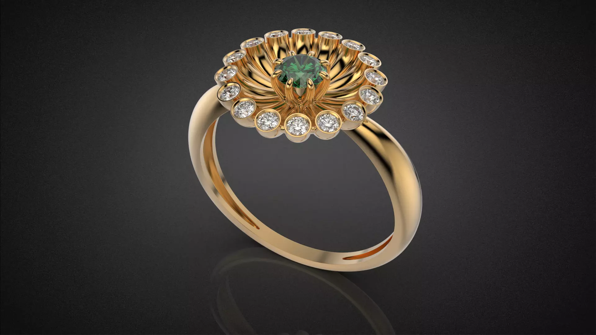 Classic flower jwelry set 3D Model Collection_8