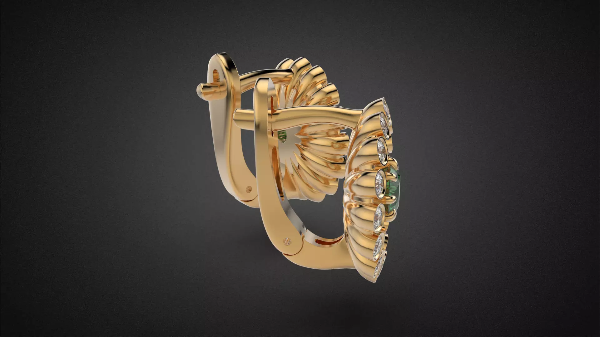 Classic flower jwelry set 3D Model Collection_39