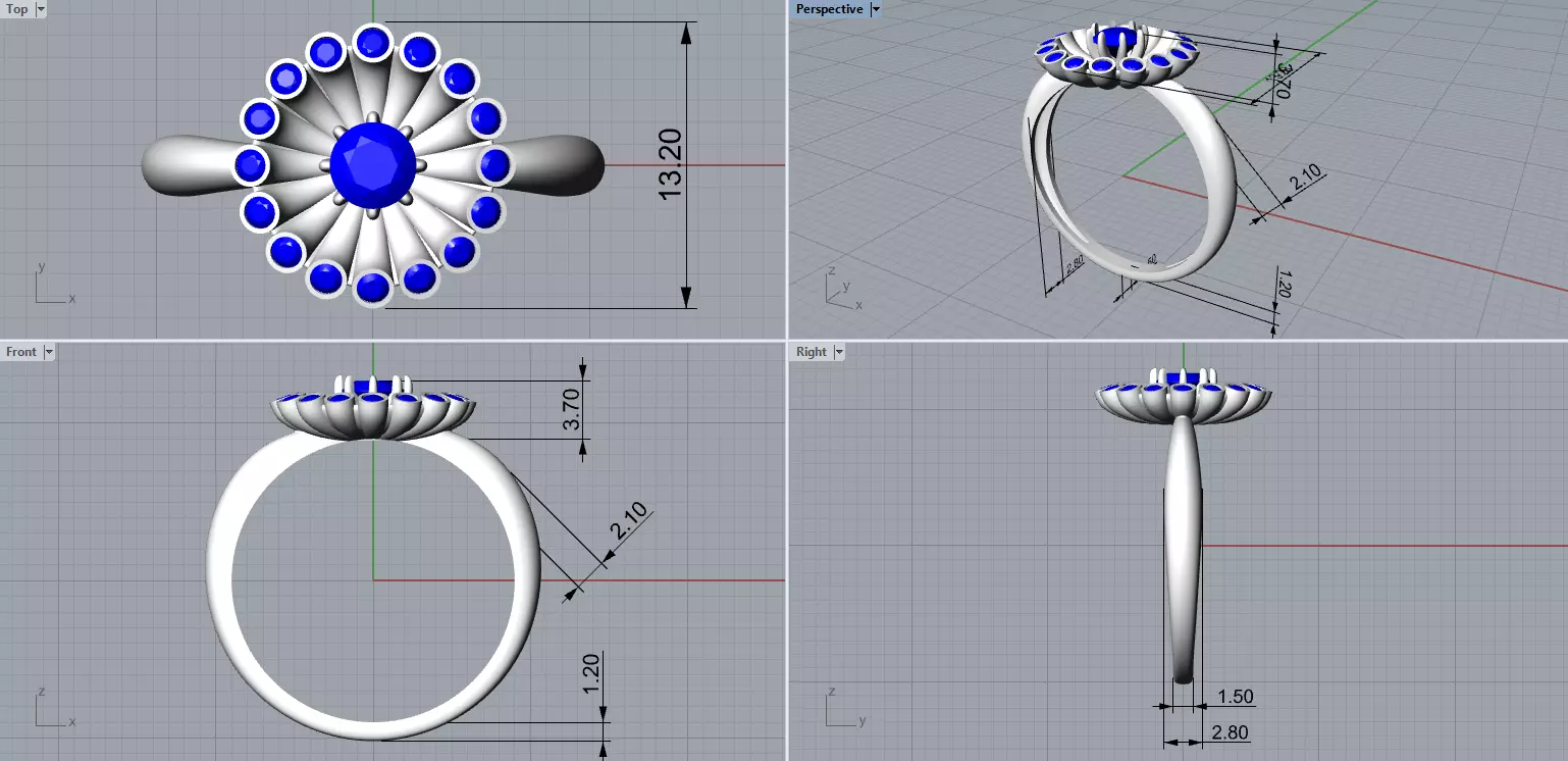 Classic flower jwelry set 3D Model Collection_4