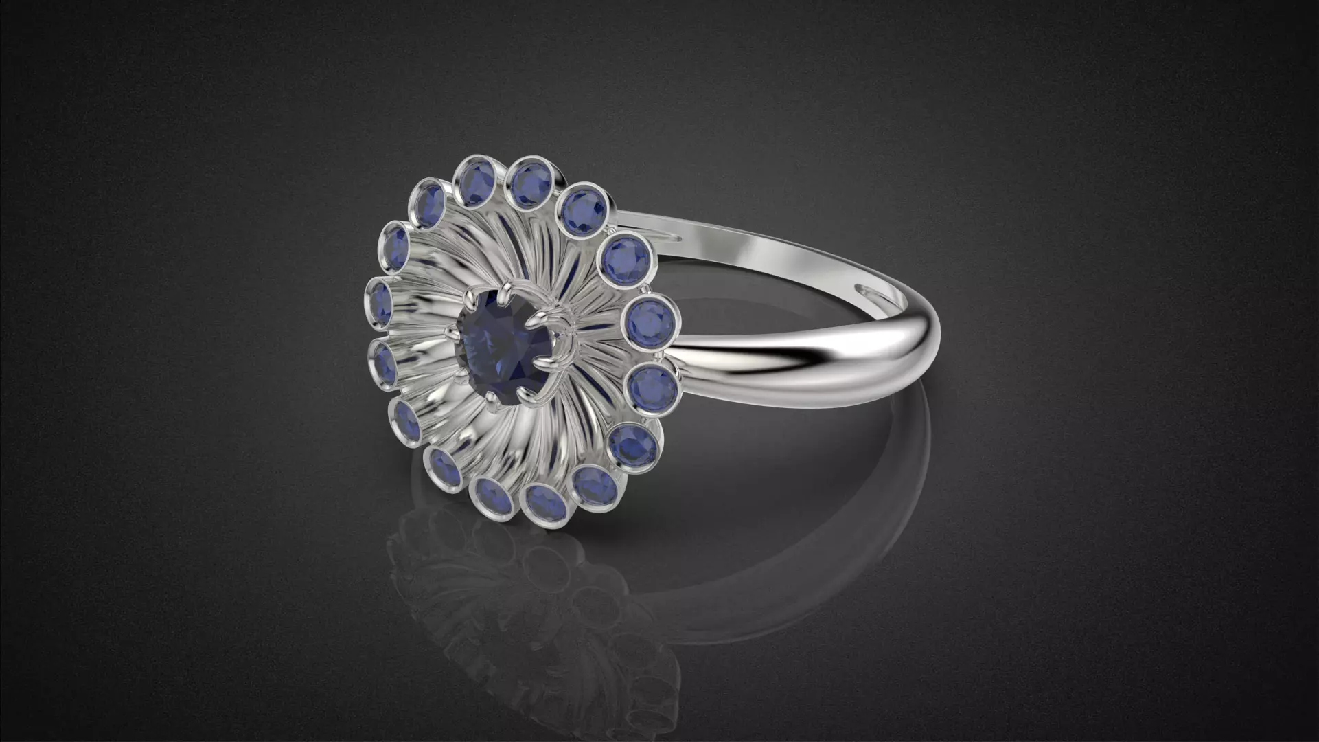 Classic flower jwelry set 3D Model Collection_7