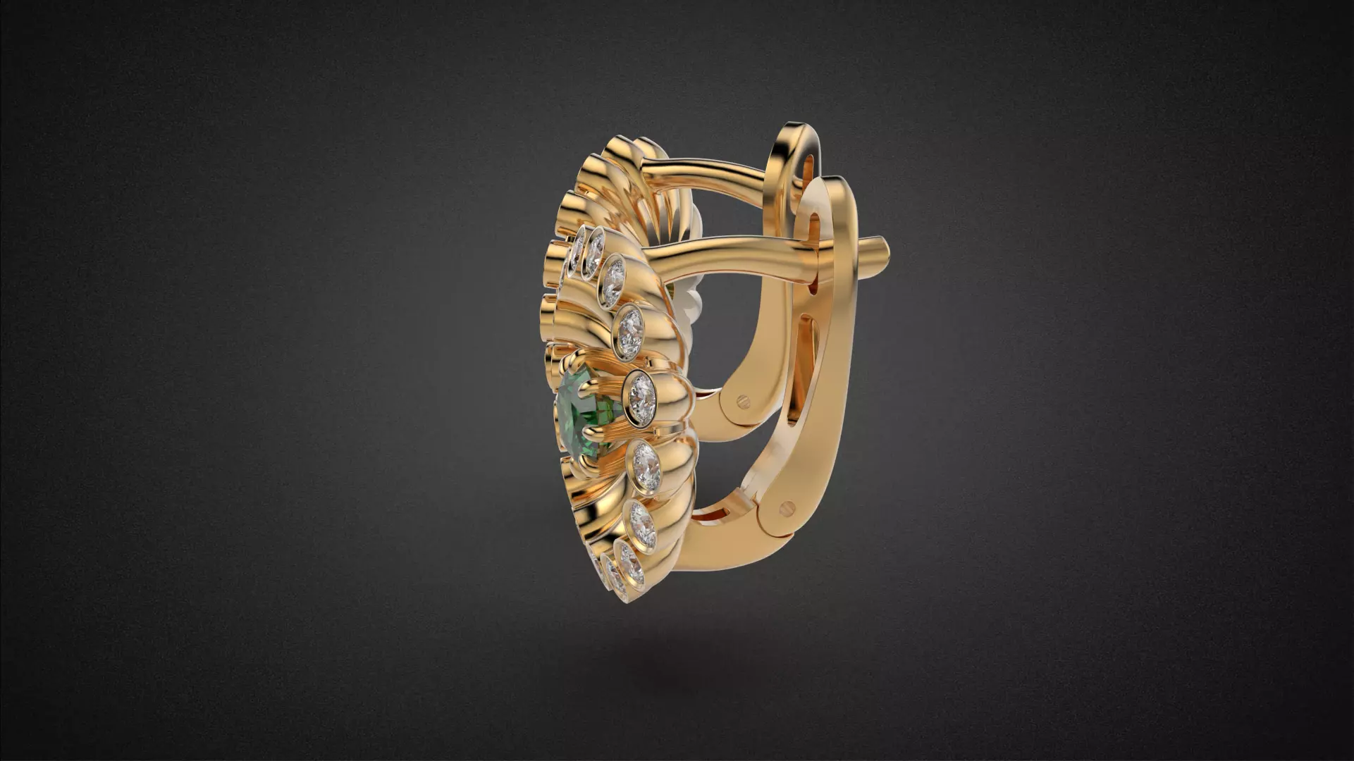 Classic flower jwelry set 3D Model Collection_36