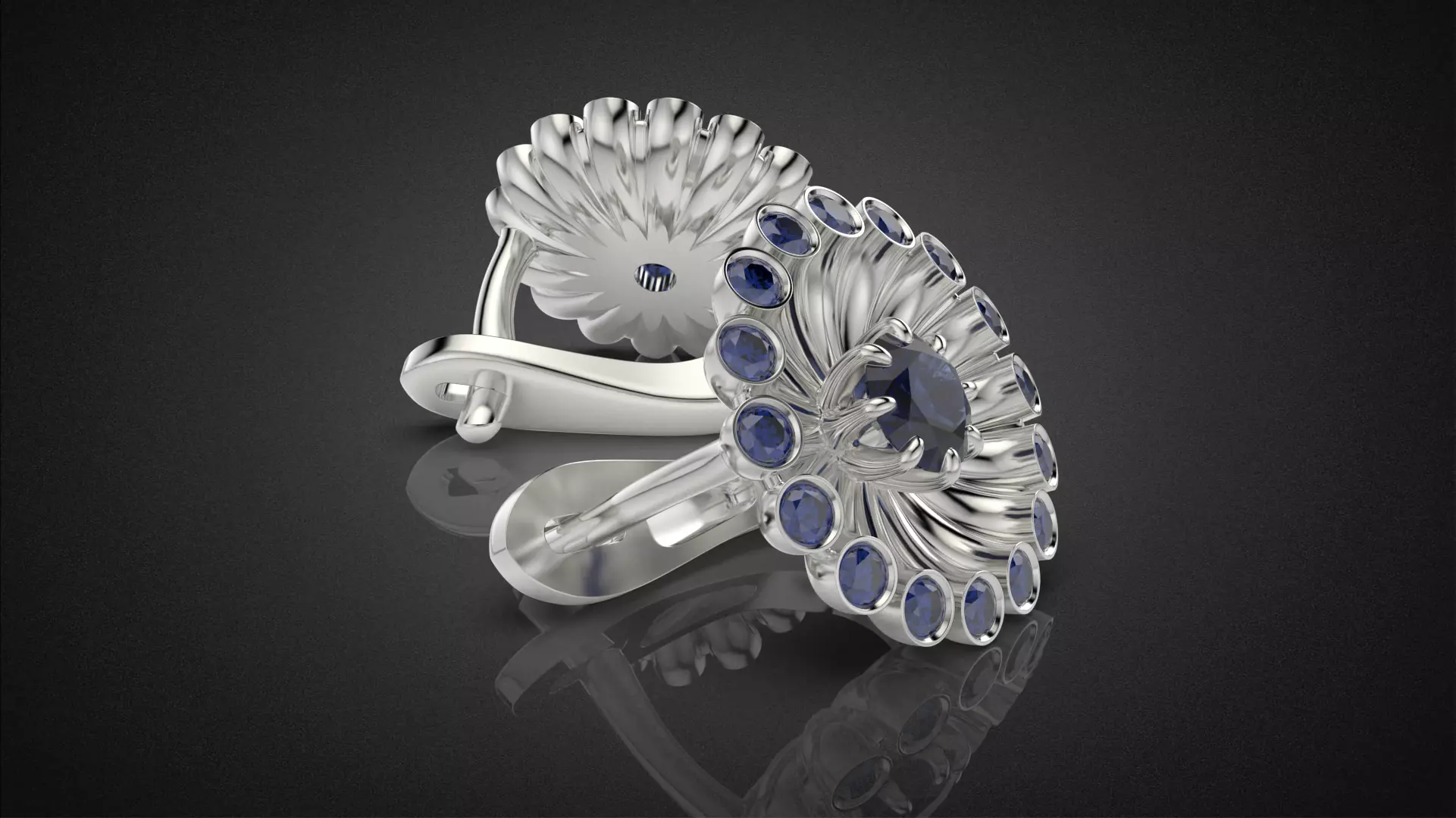 Classic flower jwelry set 3D Model Collection_53