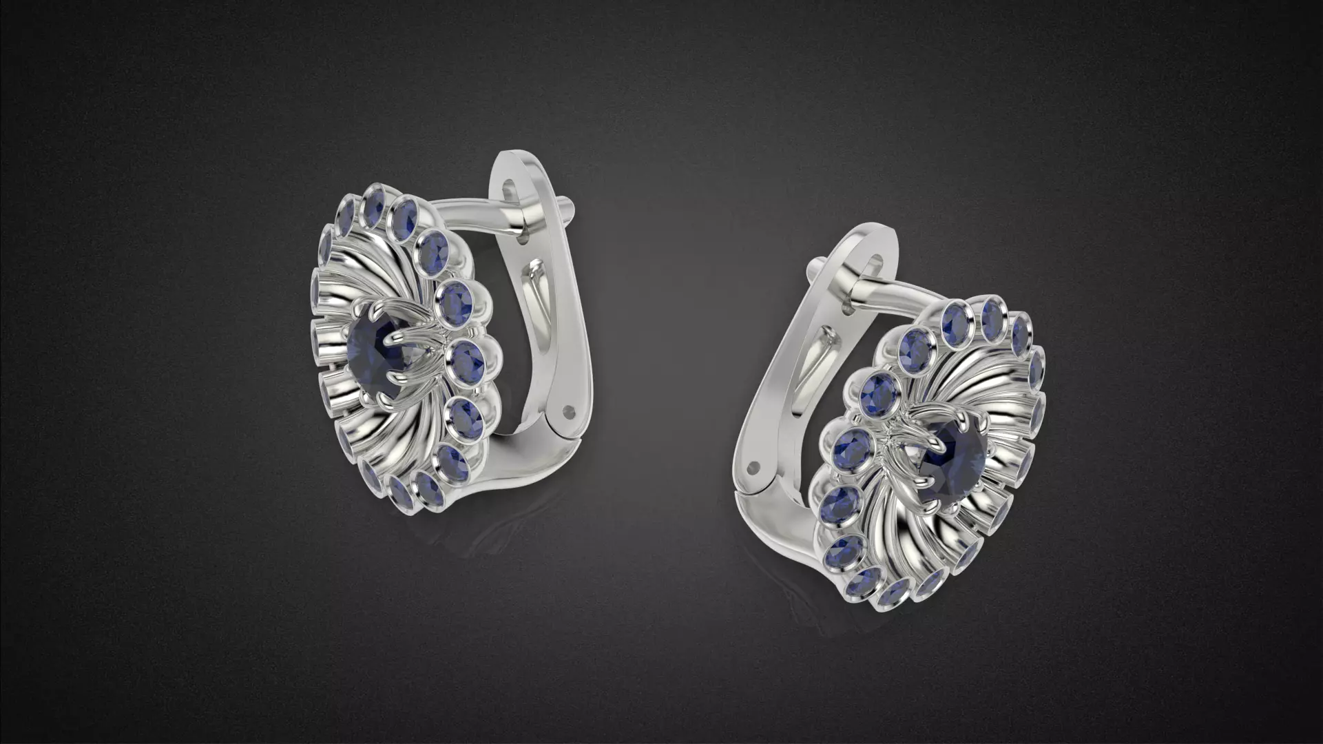 Classic flower jwelry set 3D Model Collection_44