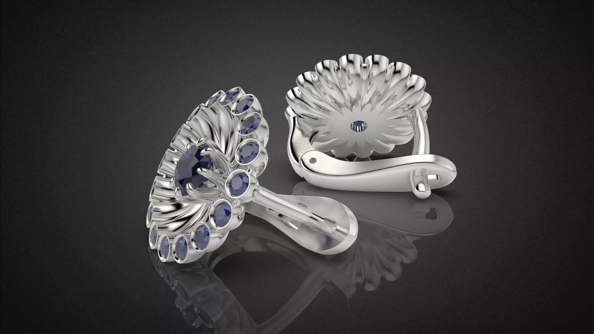 Classic flower jwelry set 3D Model Collection_54