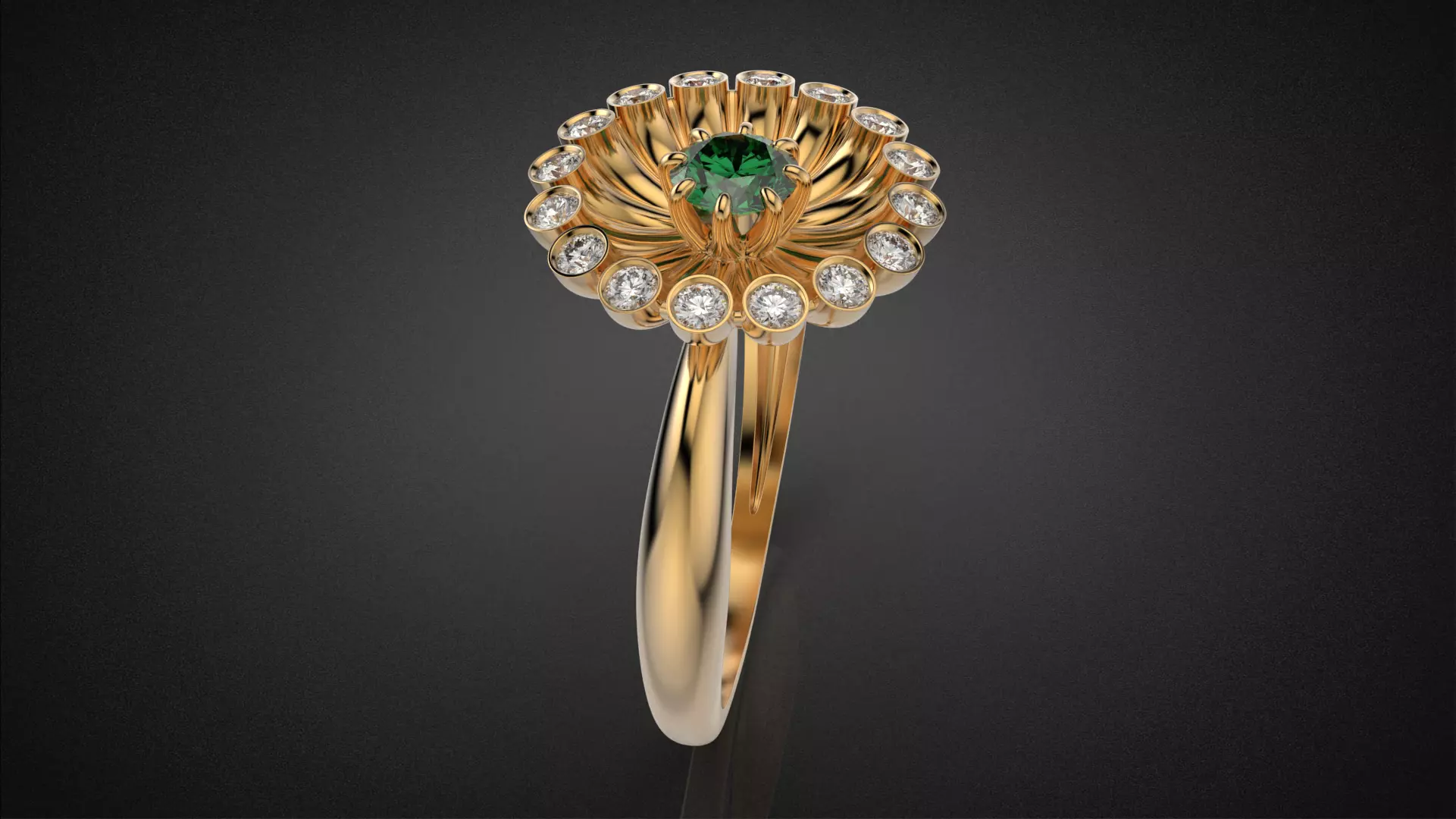 Classic flower jwelry set 3D Model Collection_11