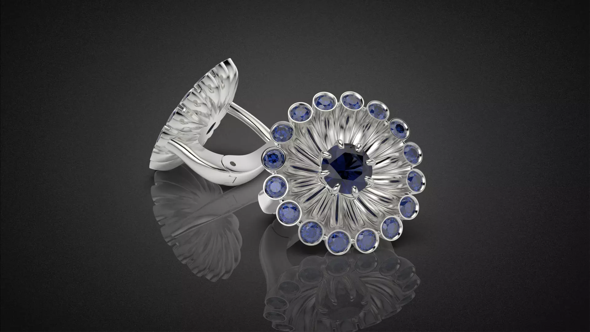 Classic flower jwelry set 3D Model Collection_51