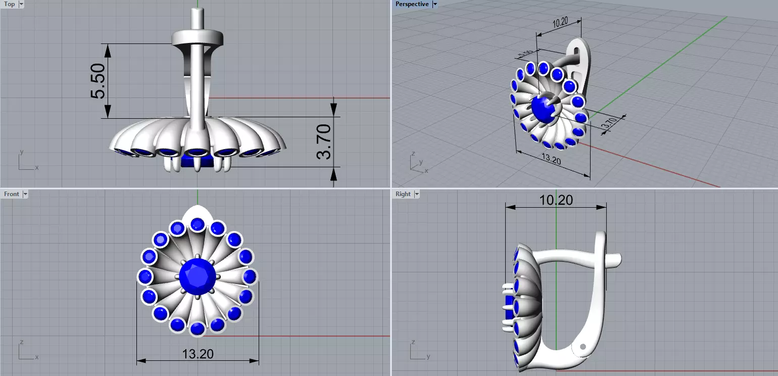 Classic flower jwelry set 3D Model Collection_31