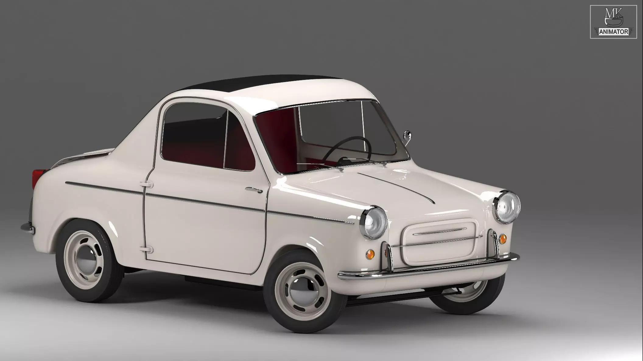 Vespa 400 1957 3d Car Model 3D model_6