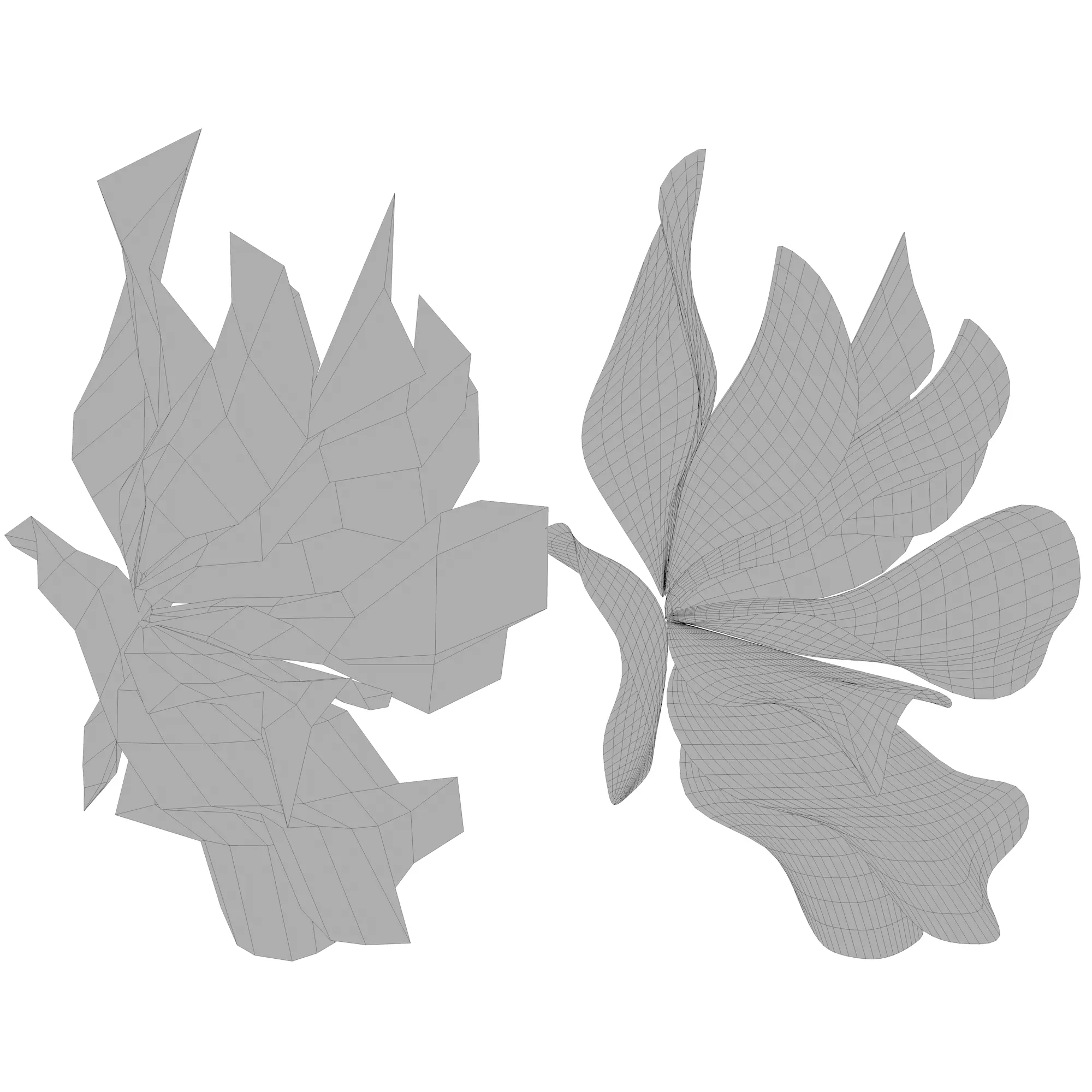 Abstract fabric flower  3D model_2