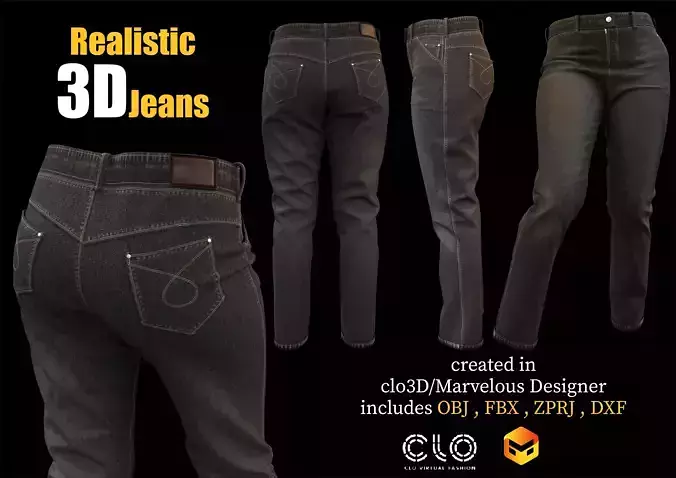 3D Denim Jeans  