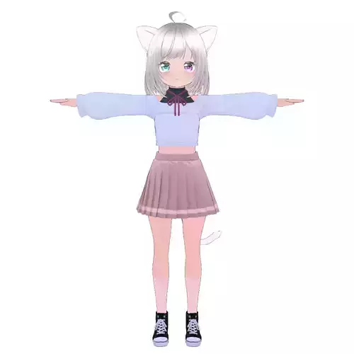 Anime Cat girl 3D Model - Rigged and Stylized Character