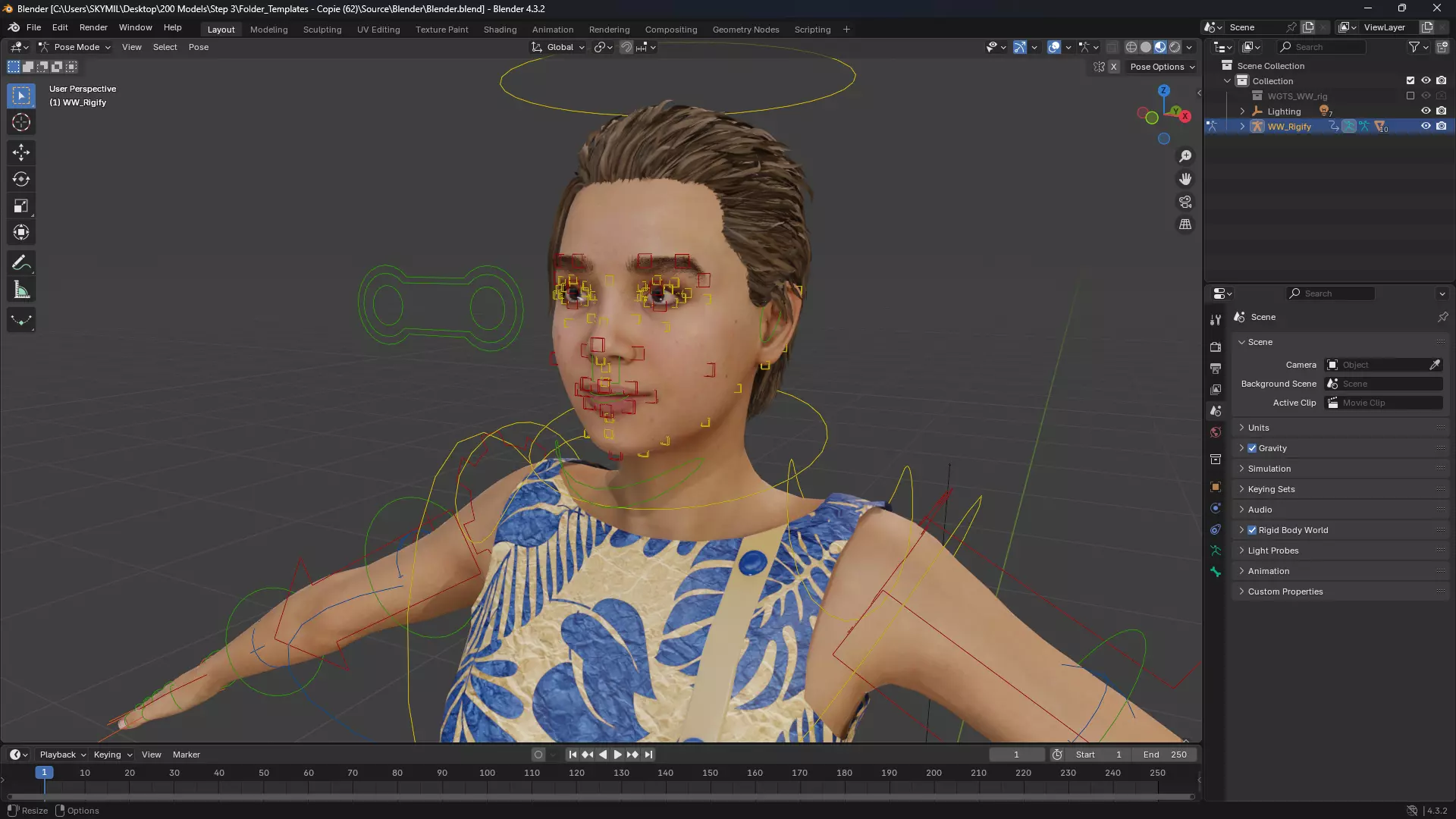 Stylized Realistic Woman Wearing Patterned Jumpsuit  Low-poly 3D model_12