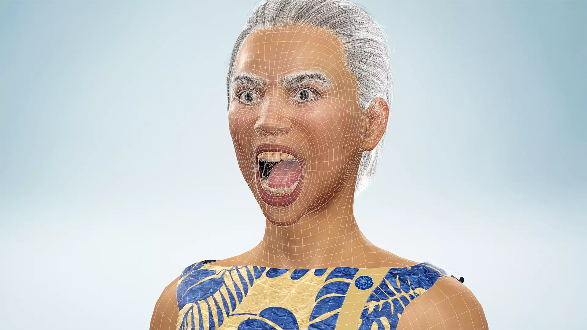 Stylized Realistic Woman Wearing Patterned Jumpsuit  Low-poly 3D model_26