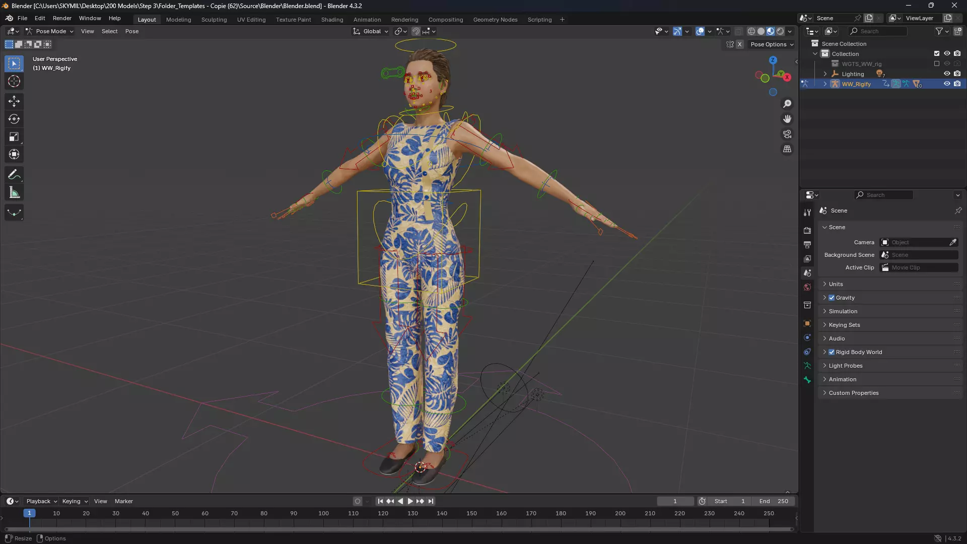 Stylized Realistic Woman Wearing Patterned Jumpsuit  Low-poly 3D model_13