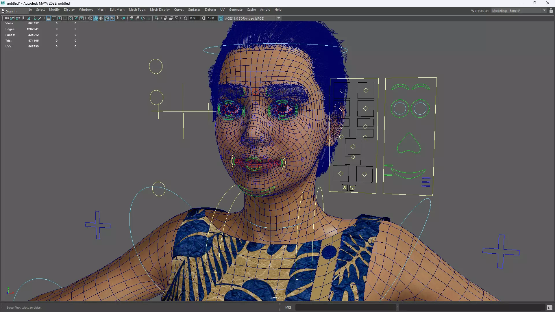 Stylized Realistic Woman Wearing Patterned Jumpsuit  Low-poly 3D model_18