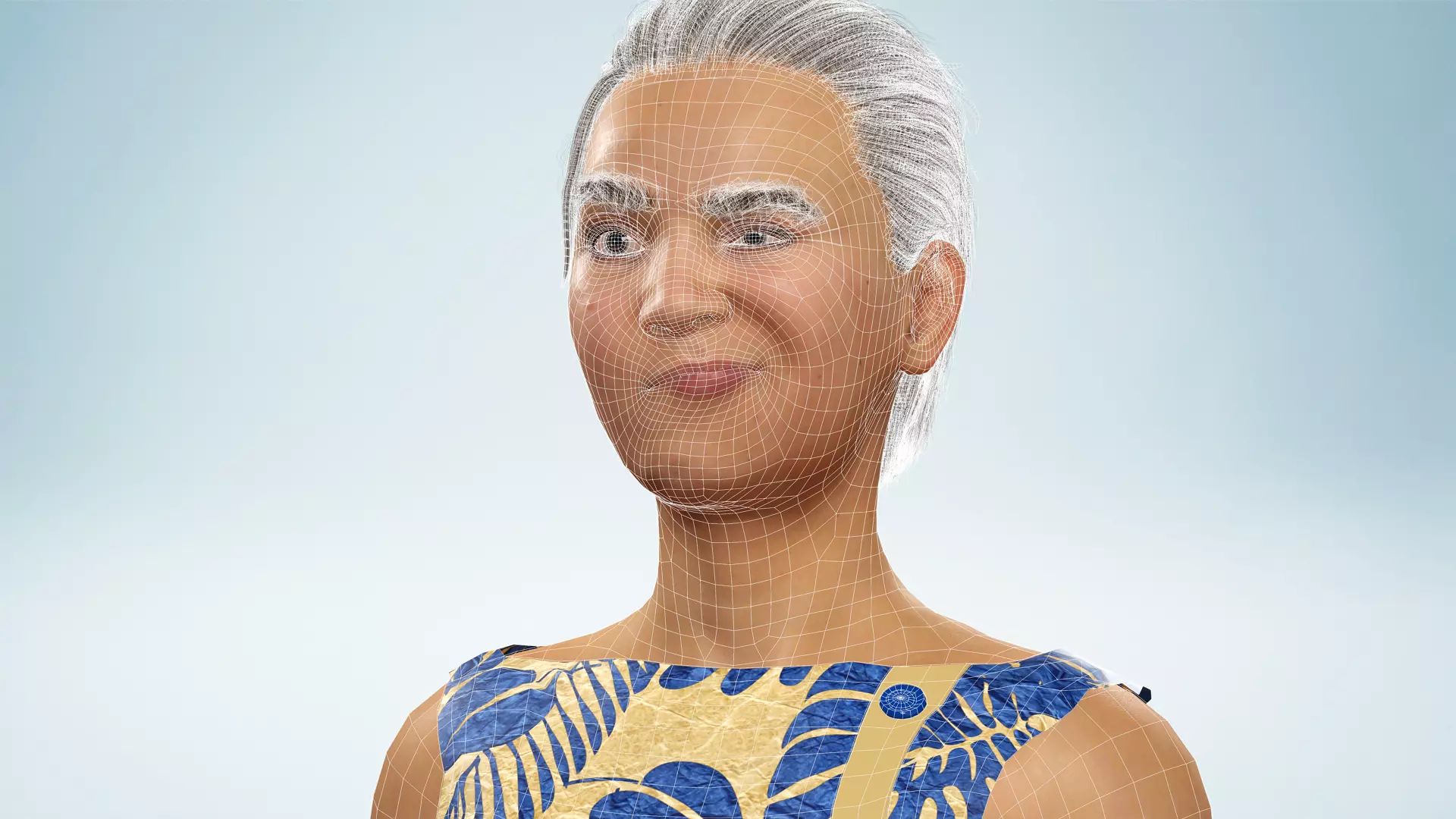 Stylized Realistic Woman Wearing Patterned Jumpsuit  Low-poly 3D model_25