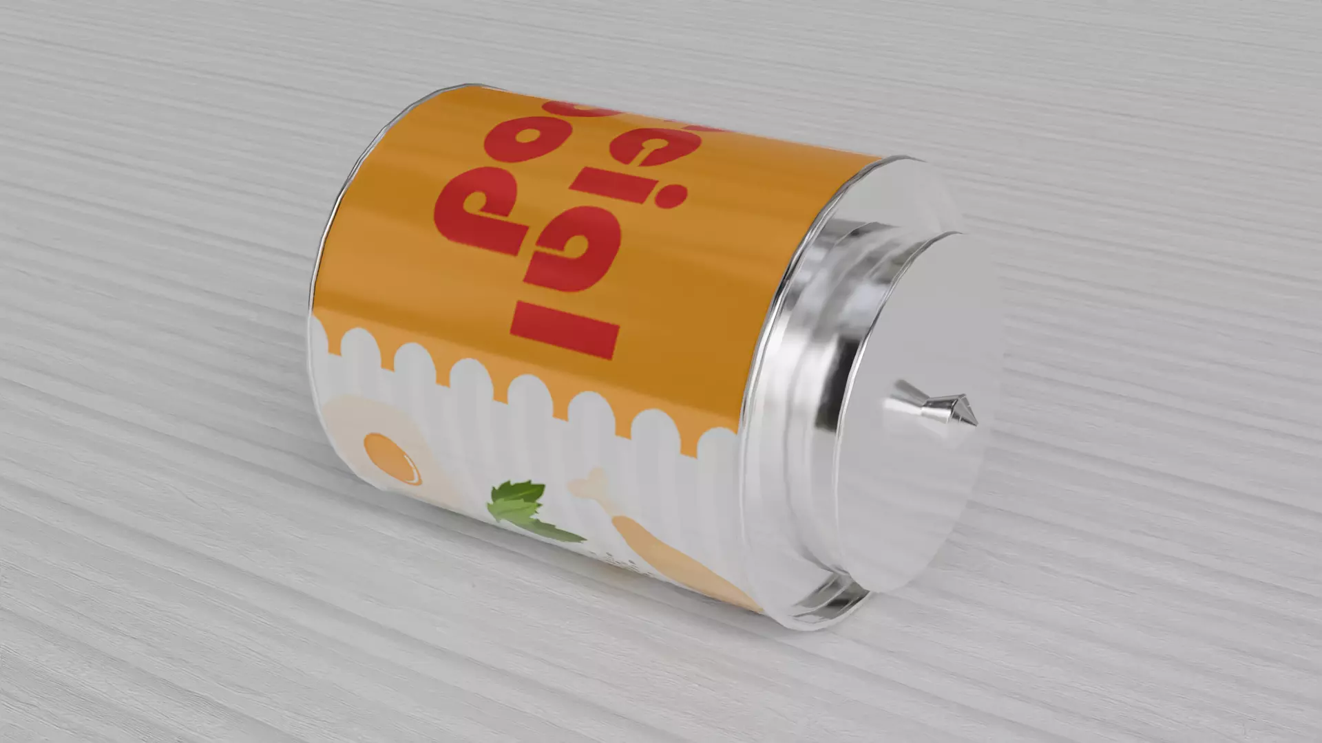Aluminium cylindrical Tin can with stylized lid Low-poly 3D model_9