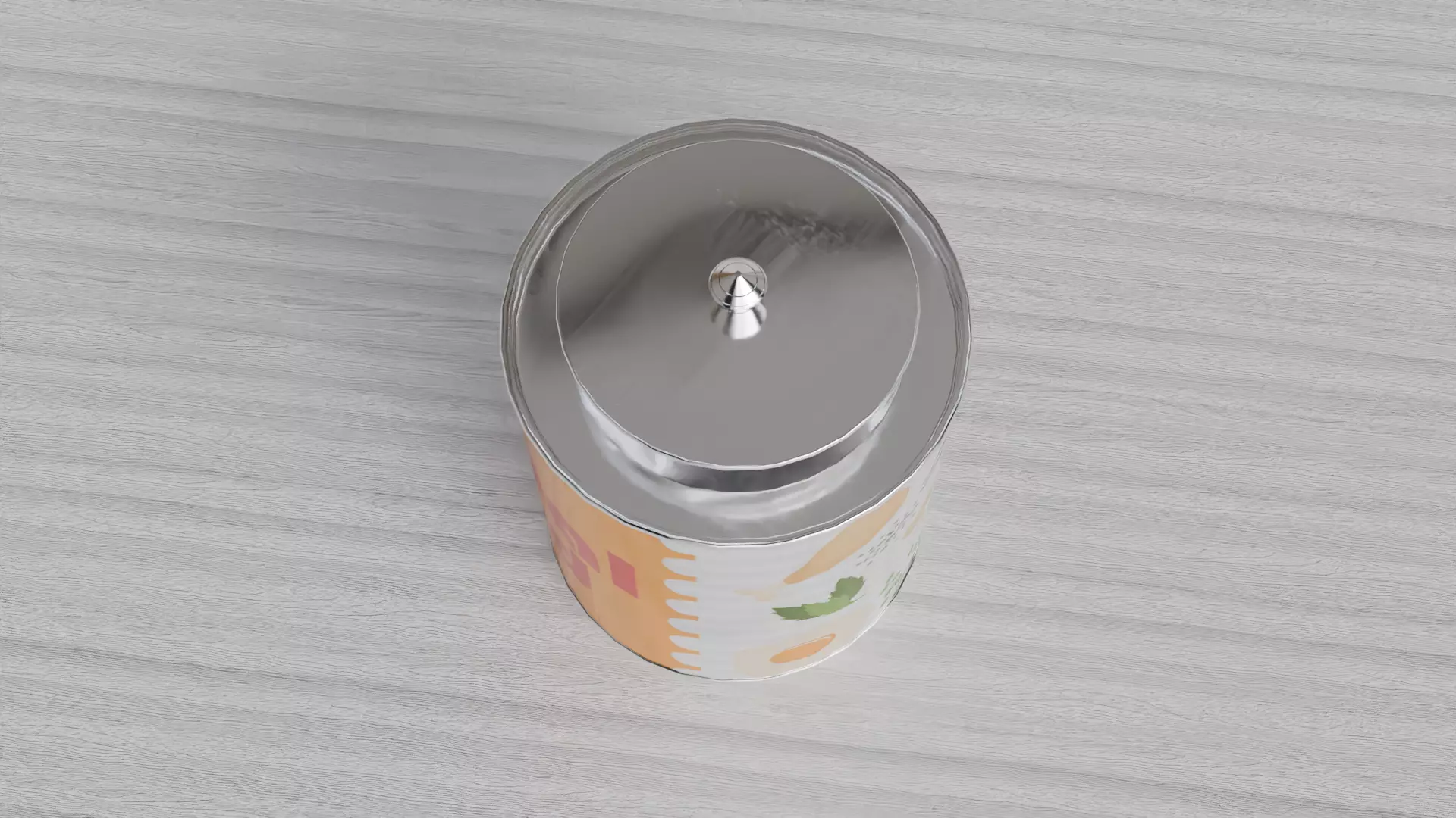 Aluminium cylindrical Tin can with stylized lid Low-poly 3D model_4