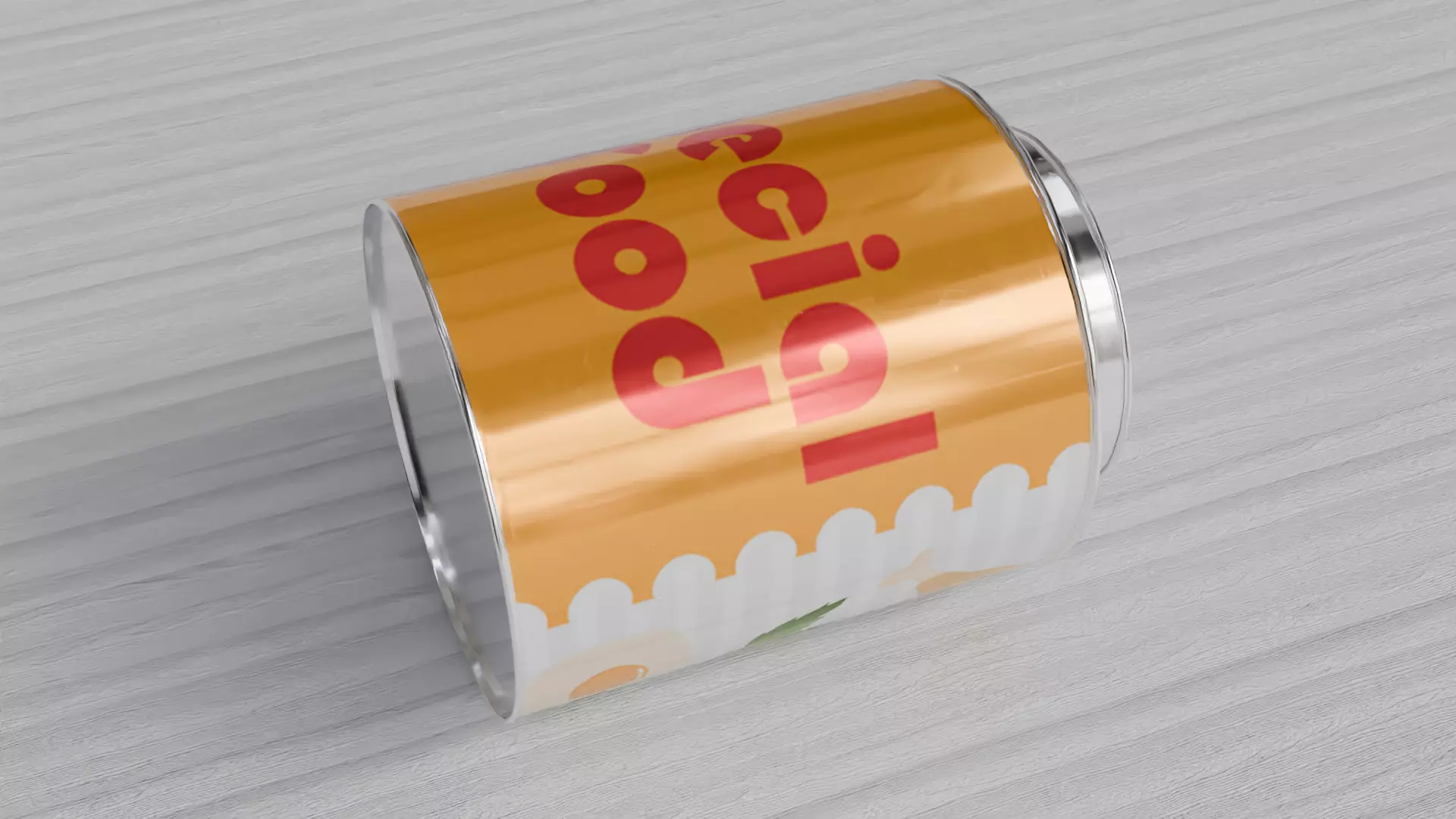 Aluminium cylindrical Tin can with stylized lid Low-poly 3D model_6