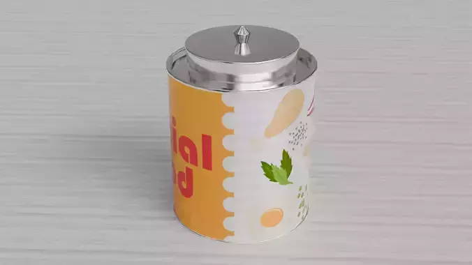 Aluminium cylindrical Tin can with stylized lid