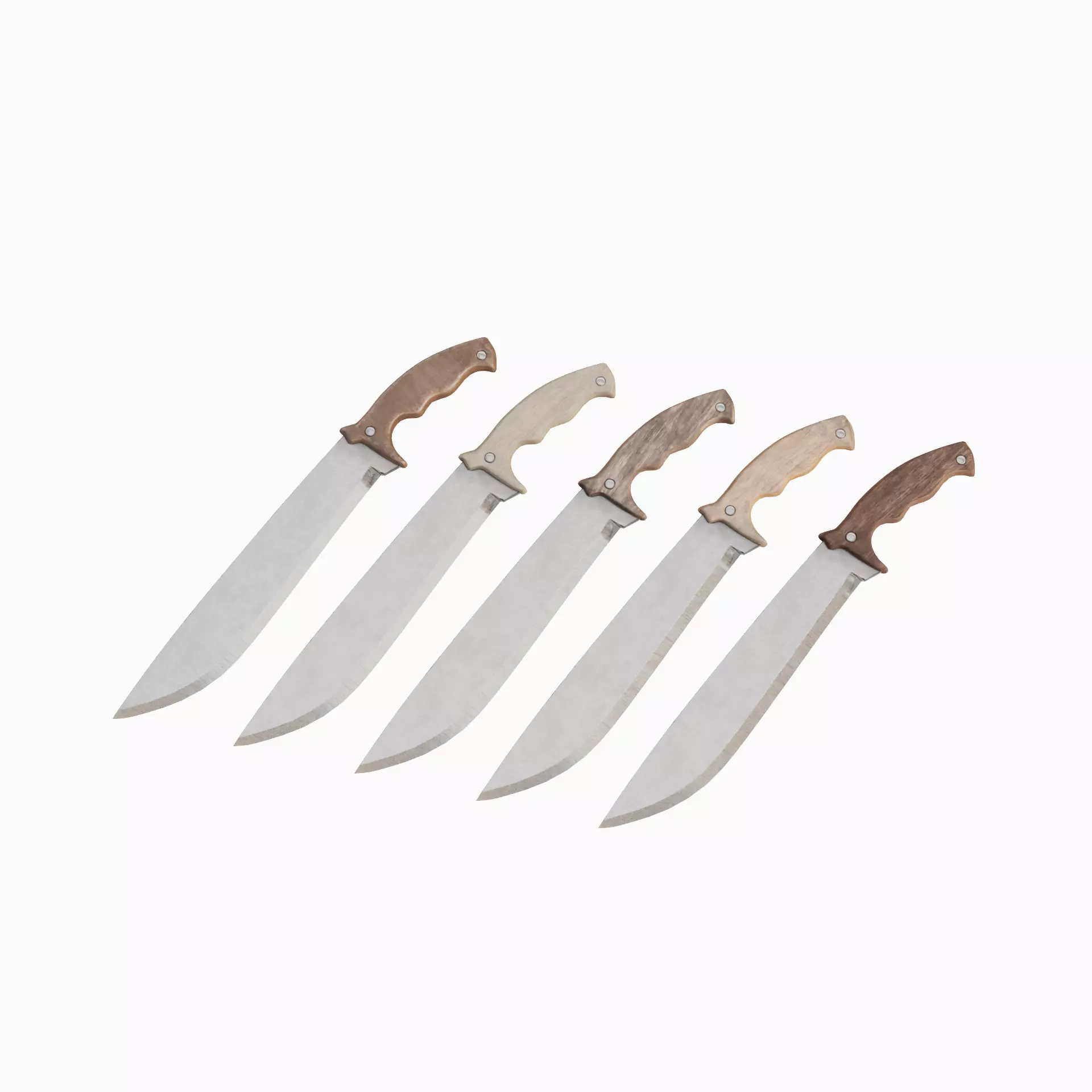 Machete Knife Set Low-poly 3D model_0
