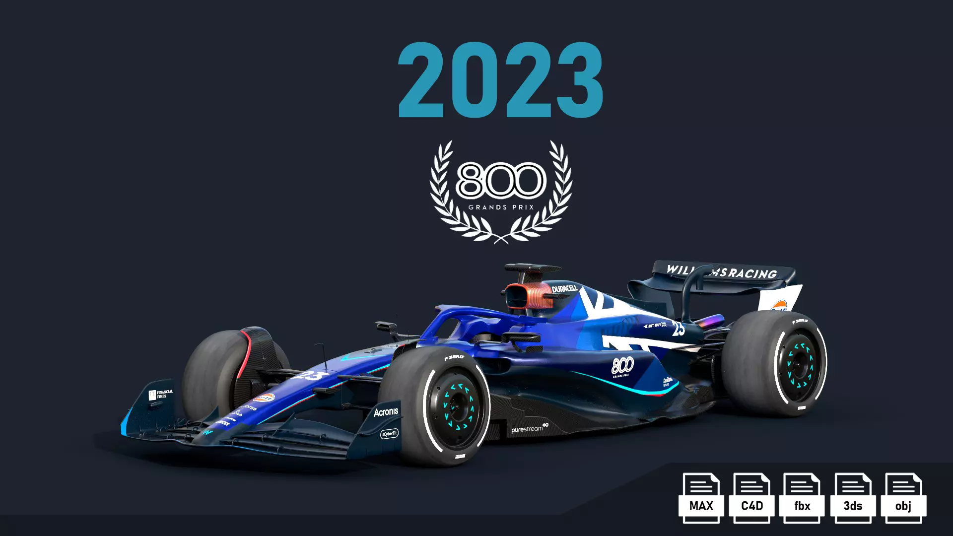 F1 Williams FW45 2023 3D model_1