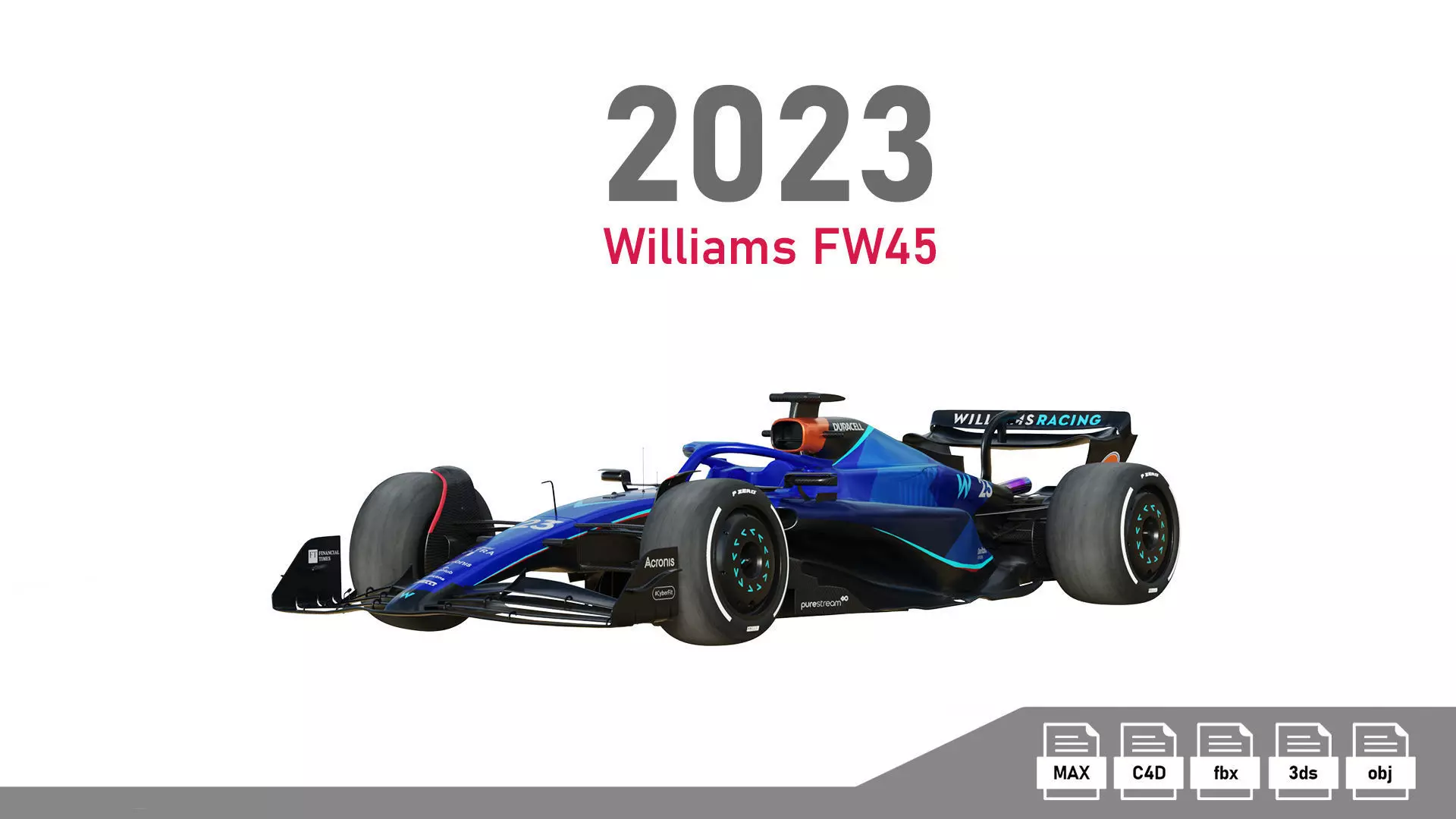 F1 Williams FW45 2023 3D model_0