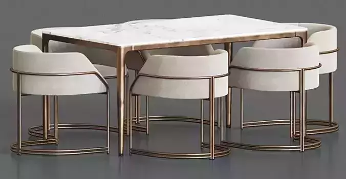 Dining Set - Deja Vu Chair and Canto Table | 3D model - 3D model önizlemesi