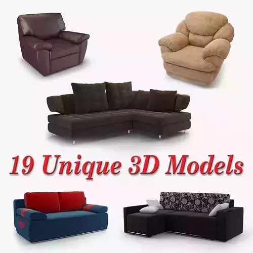Detailed and Realistic Upholstered Furniture Collection 
