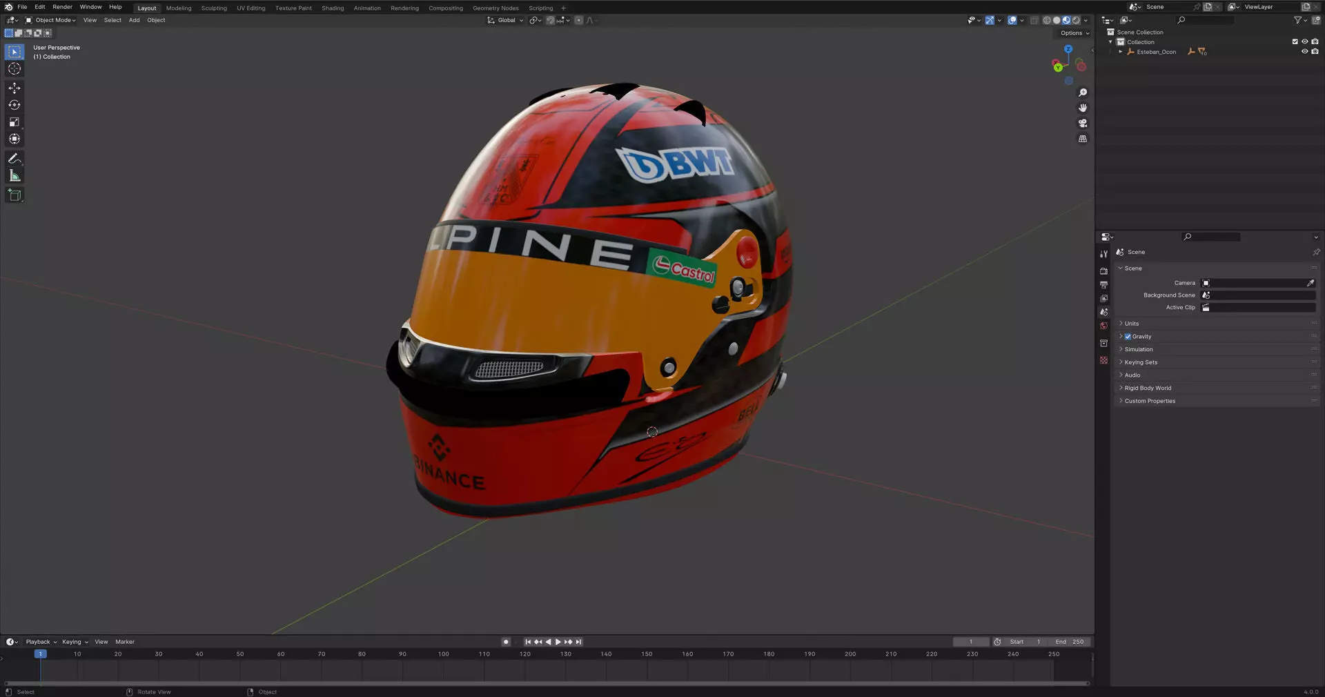 F1 Esteban Ocon Helmet 2024 3D model_12