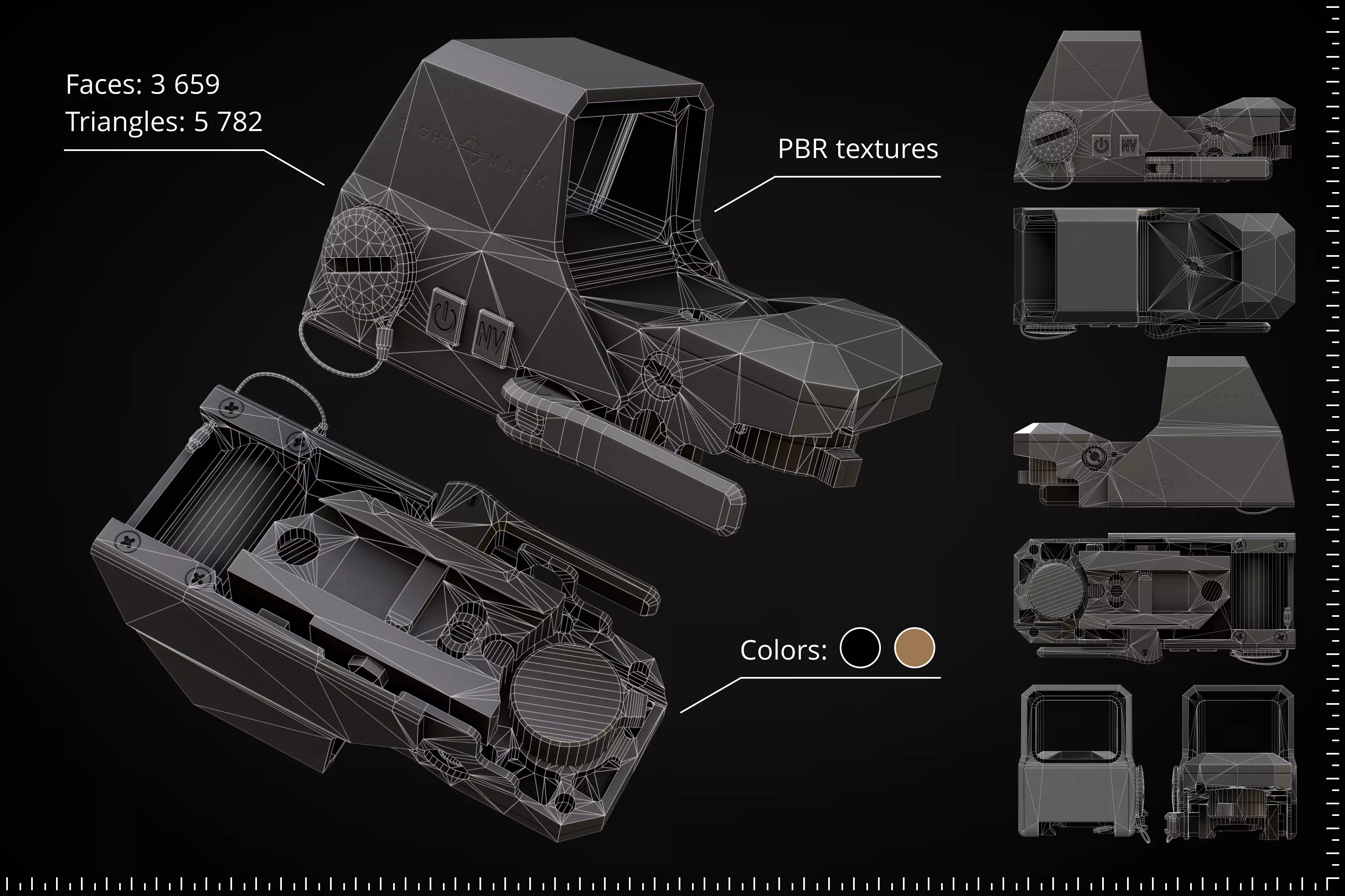 Sightmark A-Spec Reflex Sight with T-3 Magnifier Low-poly 3D model_13