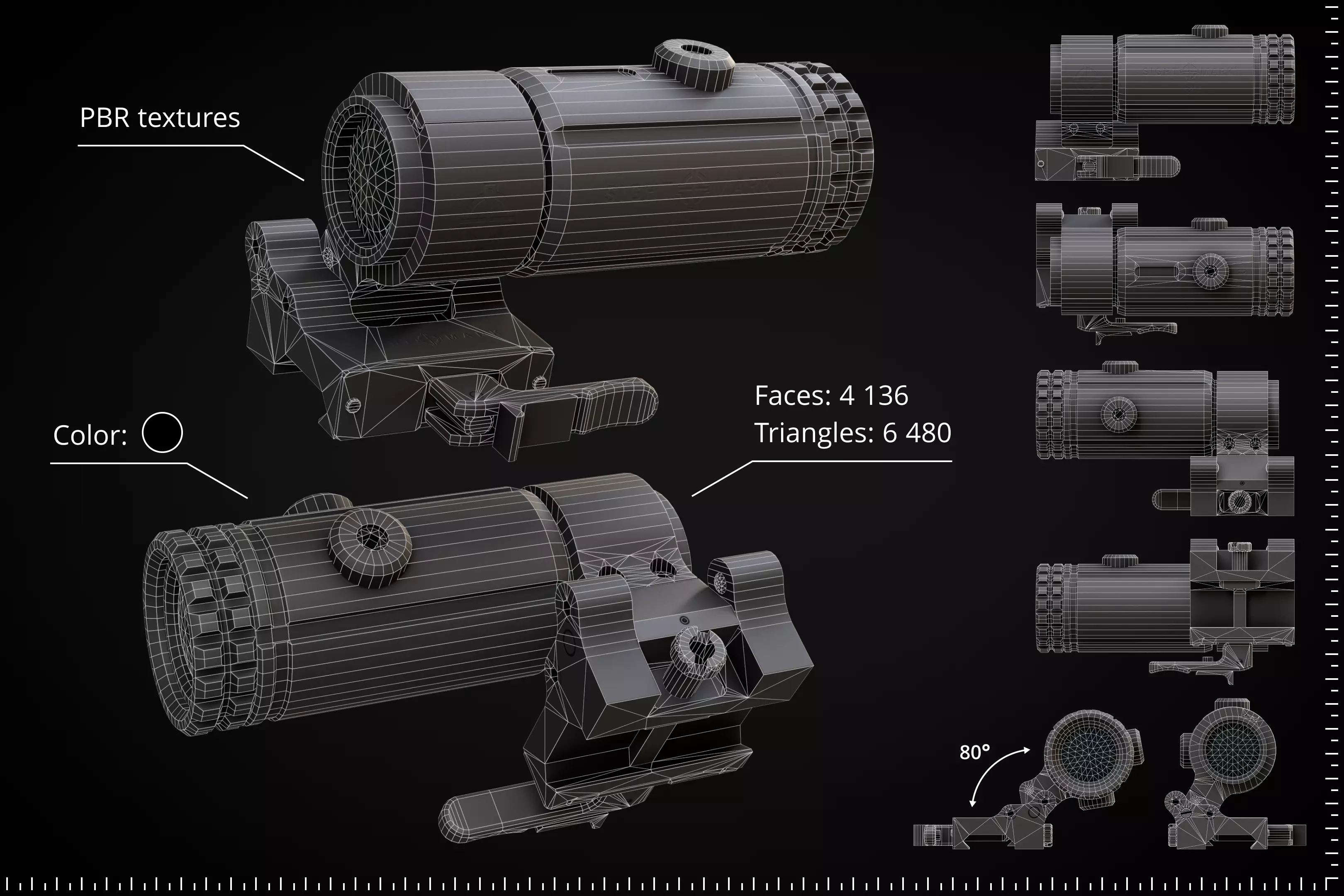 Sightmark A-Spec Reflex Sight with T-3 Magnifier Low-poly 3D model_20