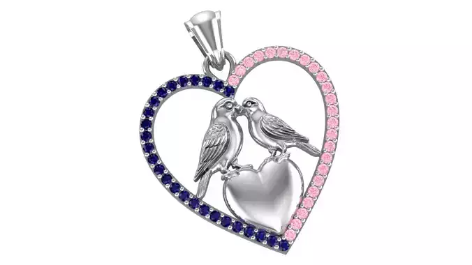 Love Birds Heart Pendant