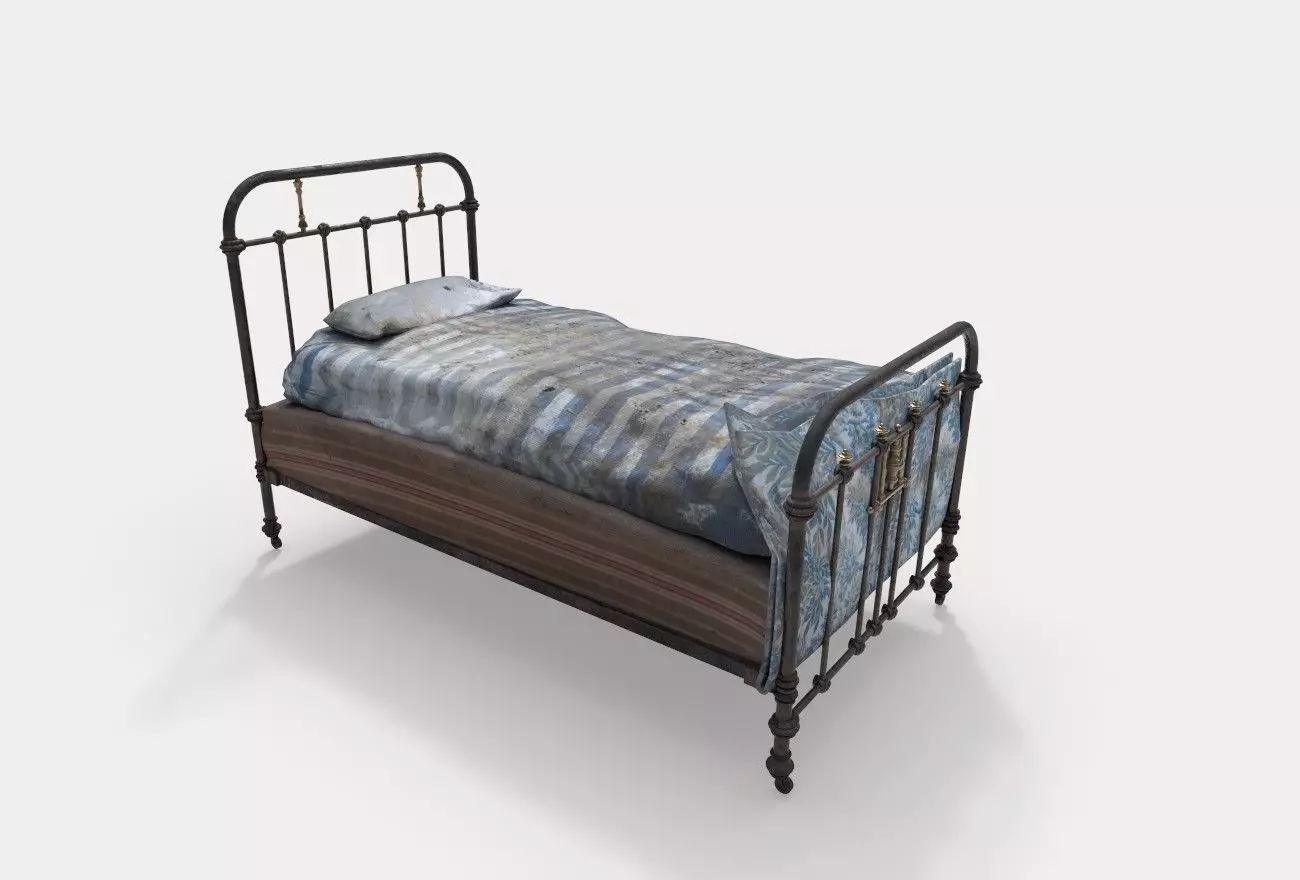 Old Worn Dirty Bed 3D model_3
