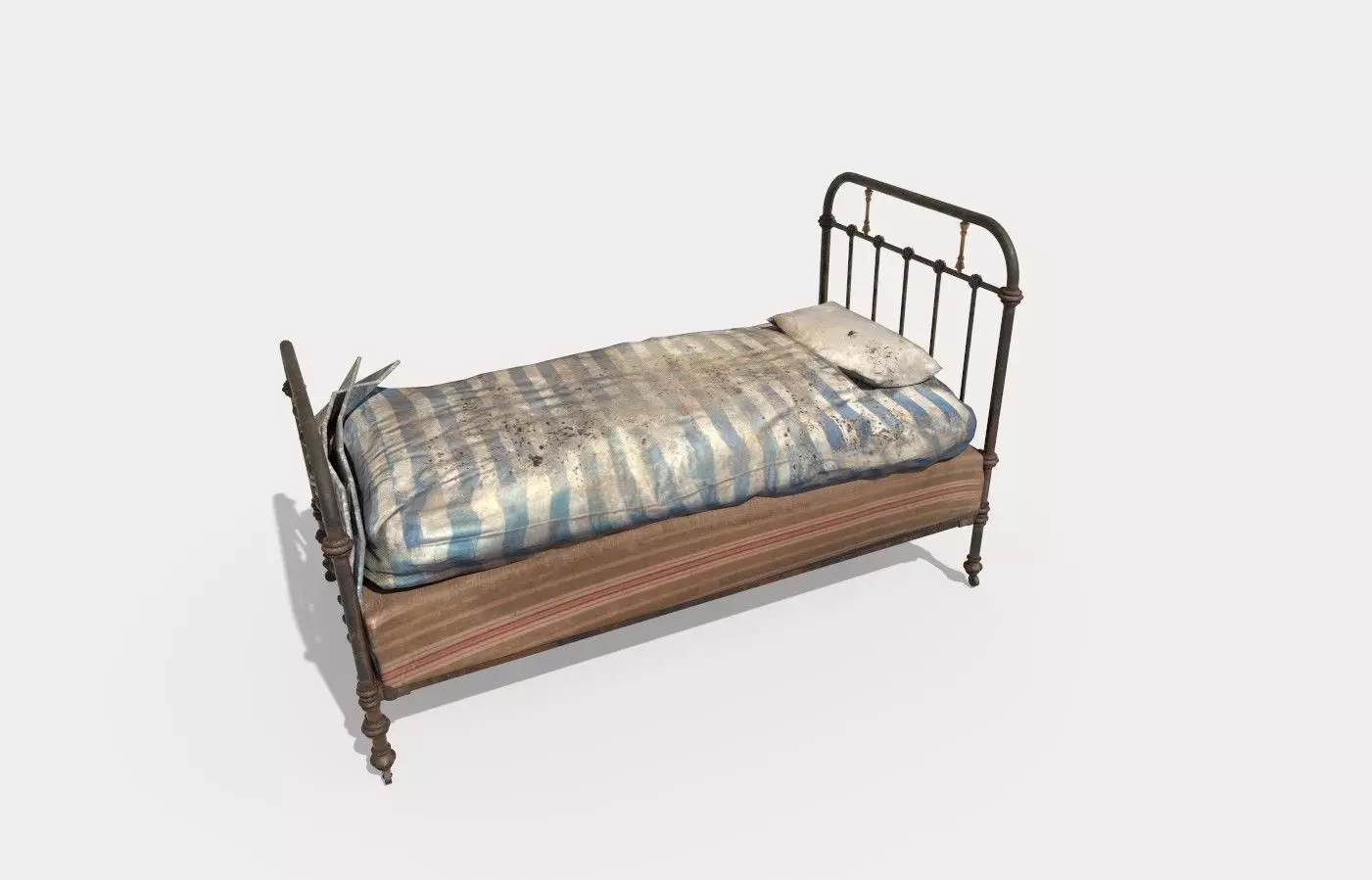 Old Worn Dirty Bed 3D model_0