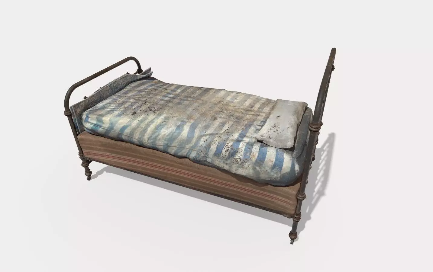 Old Worn Dirty Bed 3D model_1