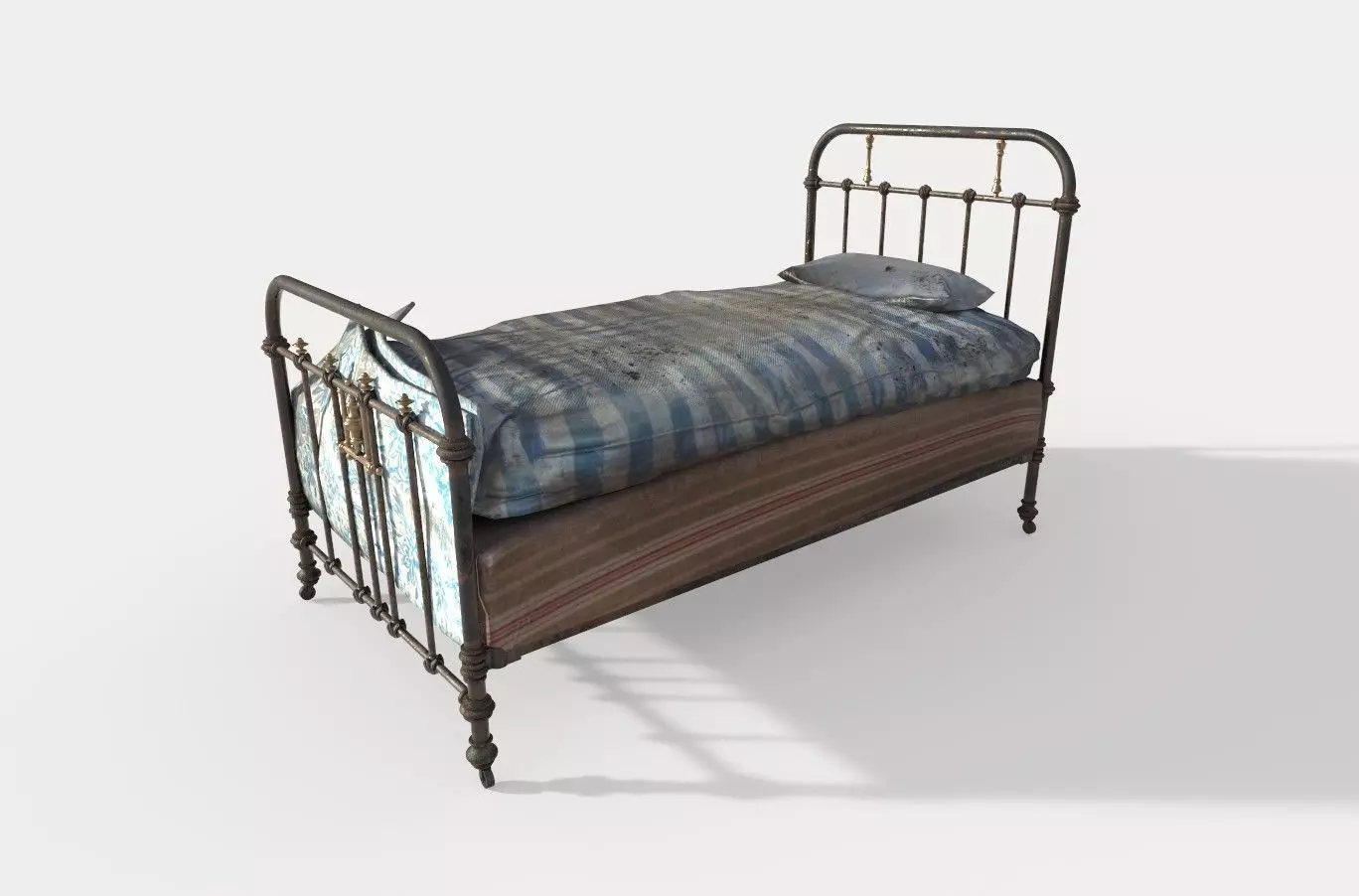 Old Worn Dirty Bed 3D model_6