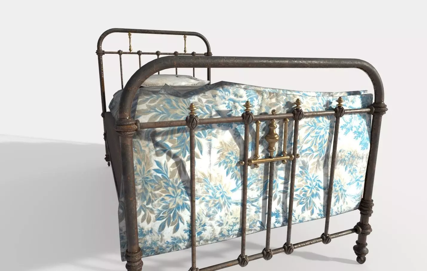 Old Worn Dirty Bed 3D model_4