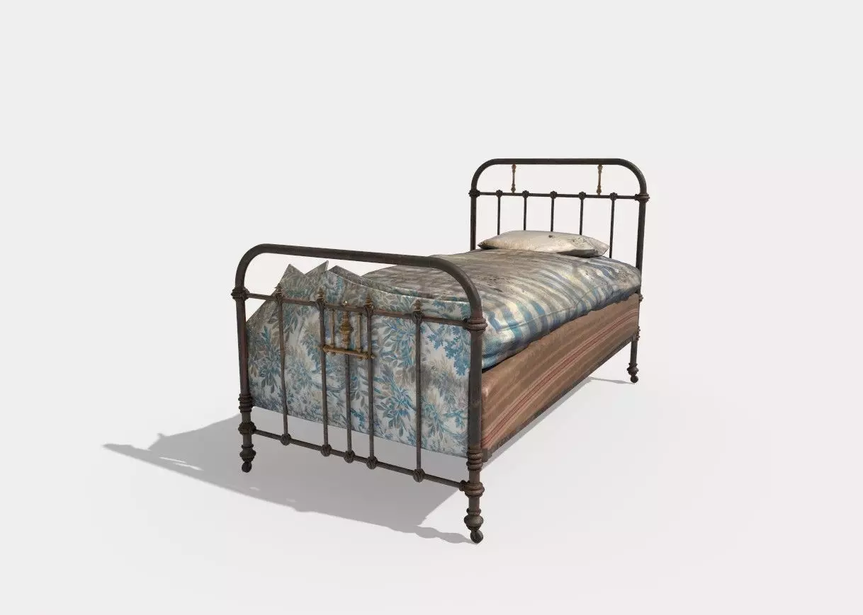 Old Worn Dirty Bed 3D model_7