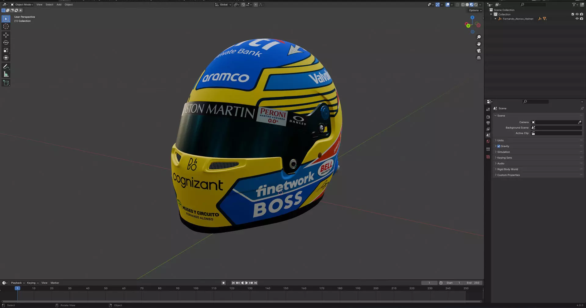 F1 Fernando Alonso Helmet 2024 3D model_12