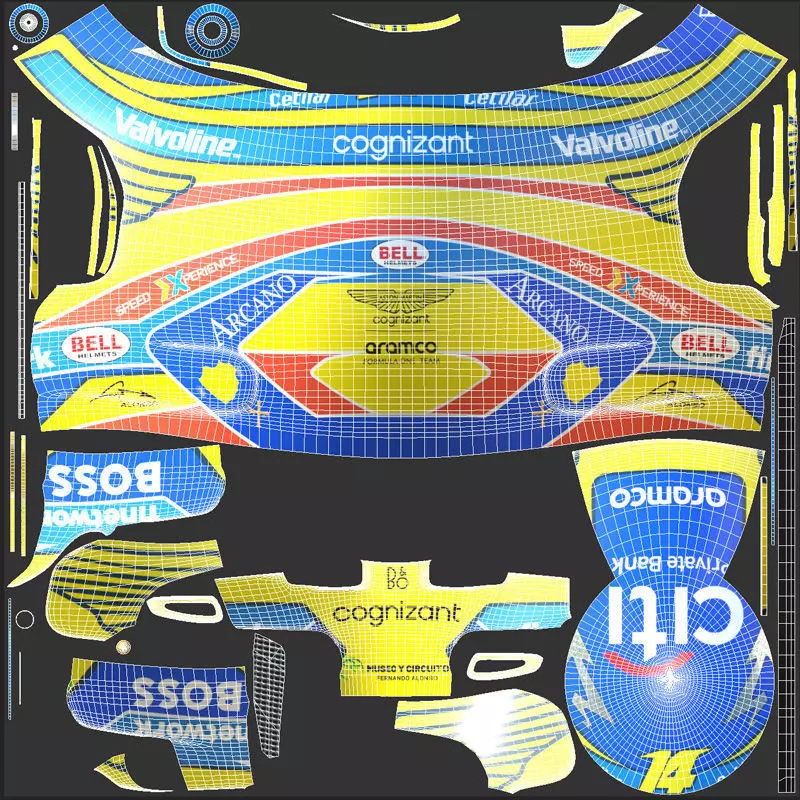 F1 Fernando Alonso Helmet 2024 3D model_16