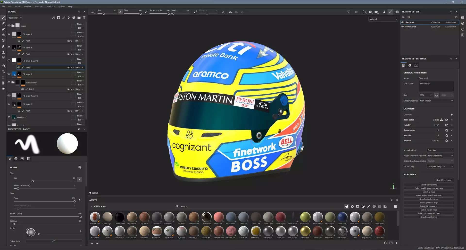 F1 Fernando Alonso Helmet 2024 3D model_14