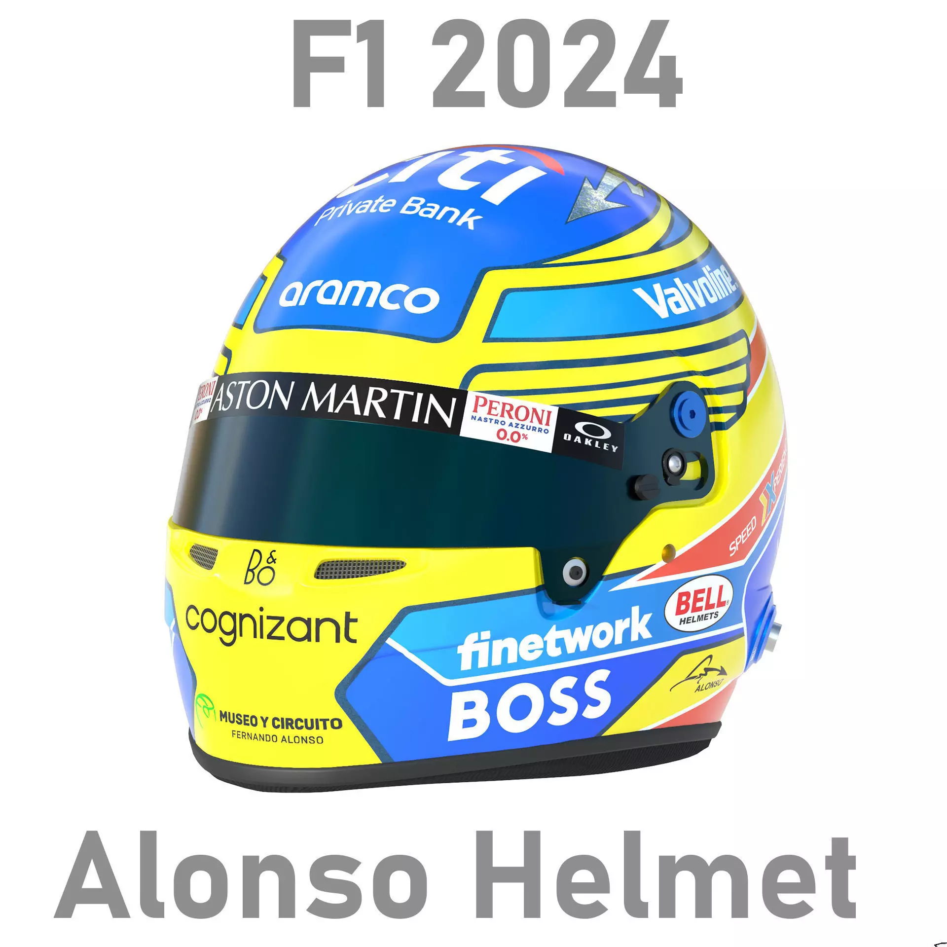 F1 Fernando Alonso Helmet 2024 3D model_0
