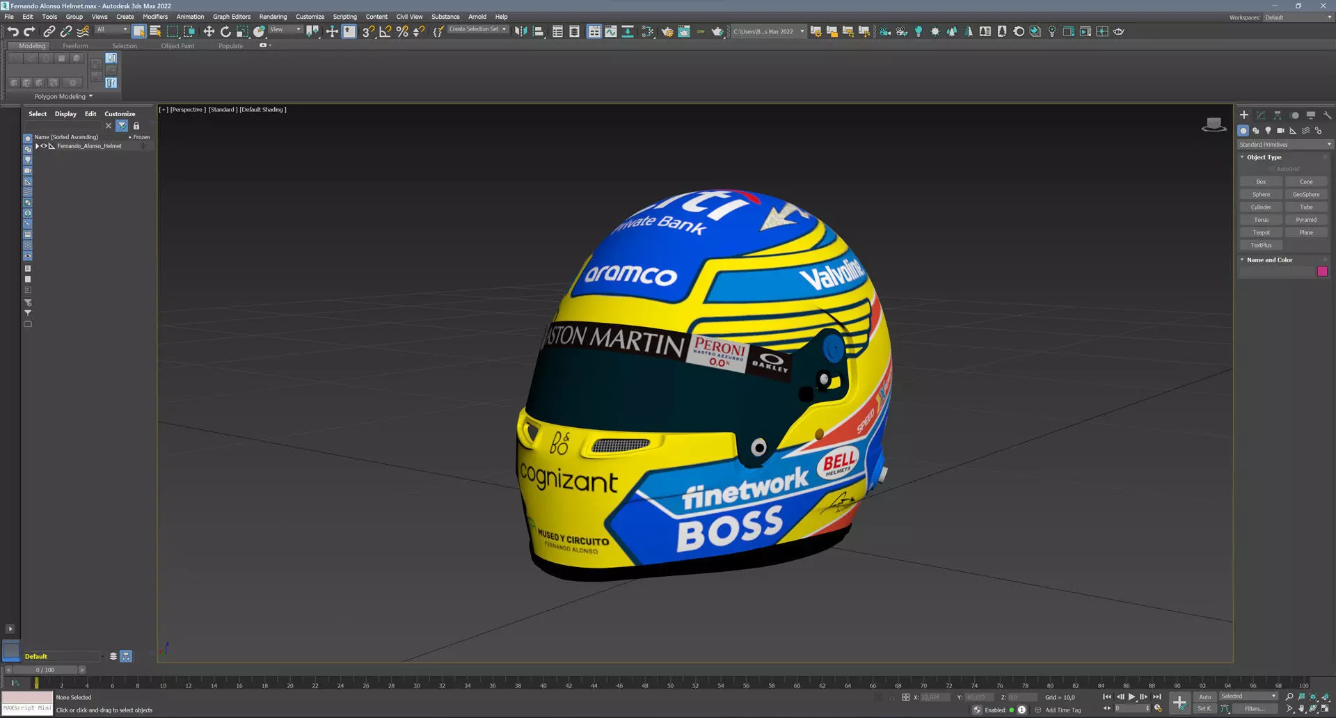 F1 Fernando Alonso Helmet 2024 3D model_13