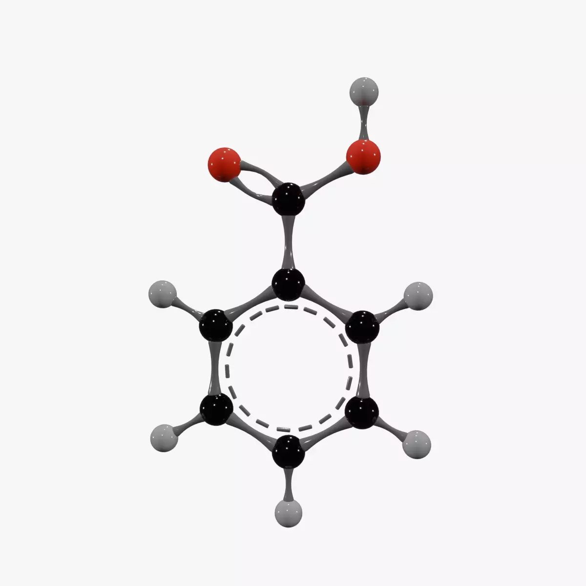 Benzoic acid Molecule Low-poly 3D model_0