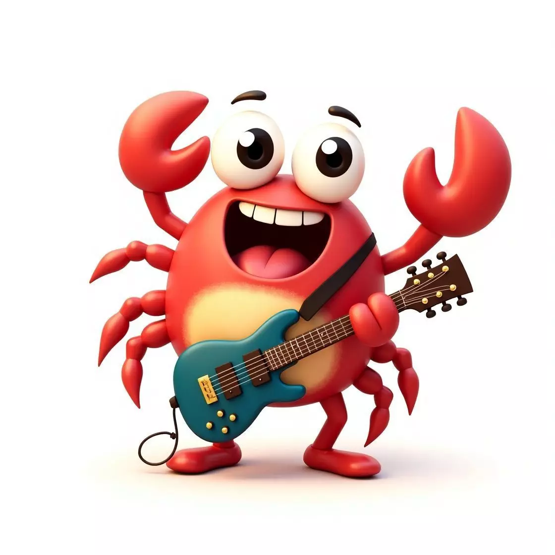 Musical Crab with Electric Guitar 3D Model Low-poly 3D model_0