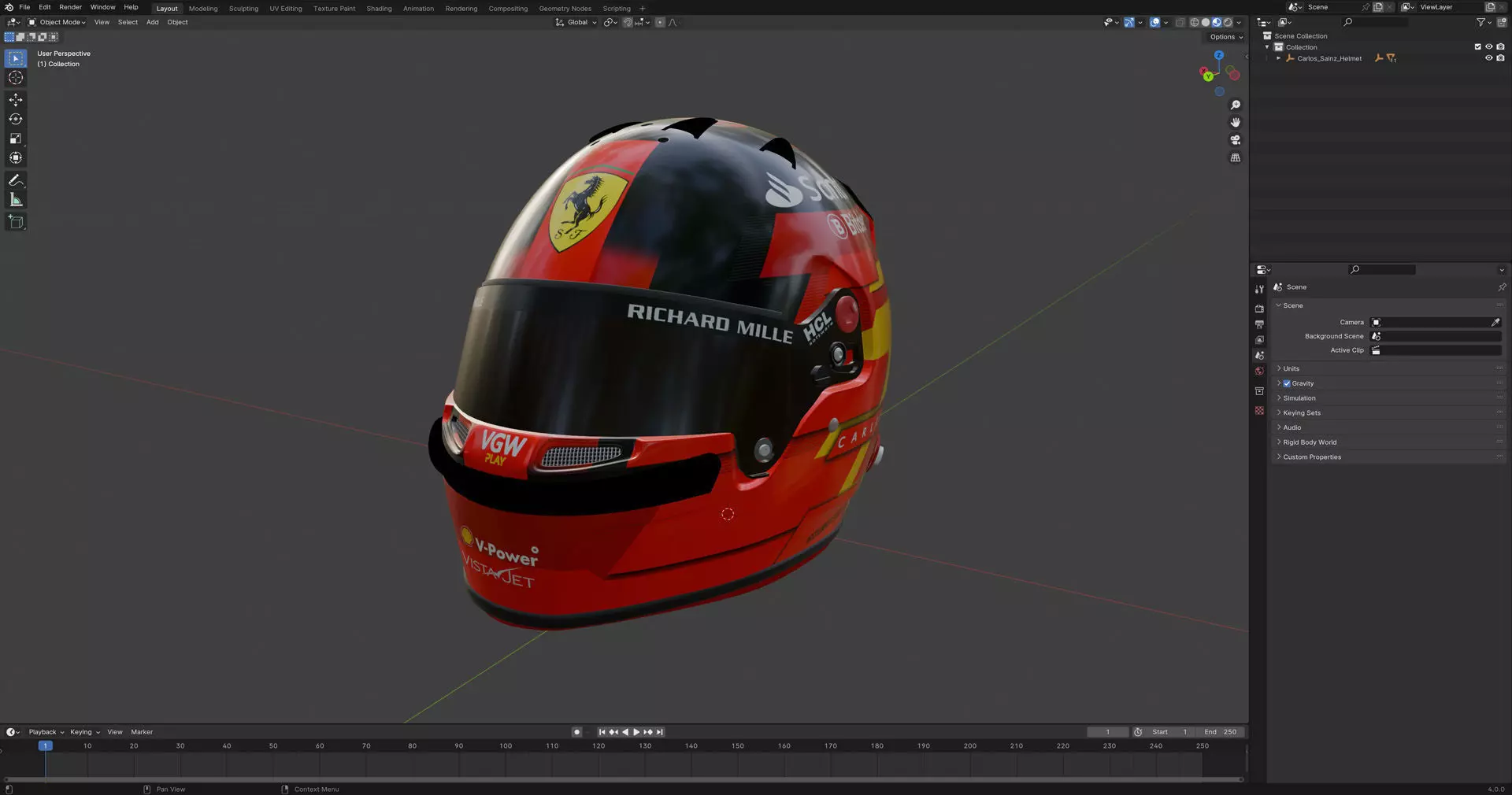 F1 Carlos Sainz Helmet 2024 3D model_12