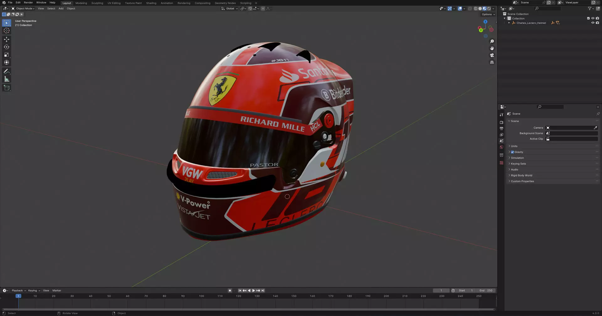 F1 Charles Leclerc Helmet 2024 3D model_12