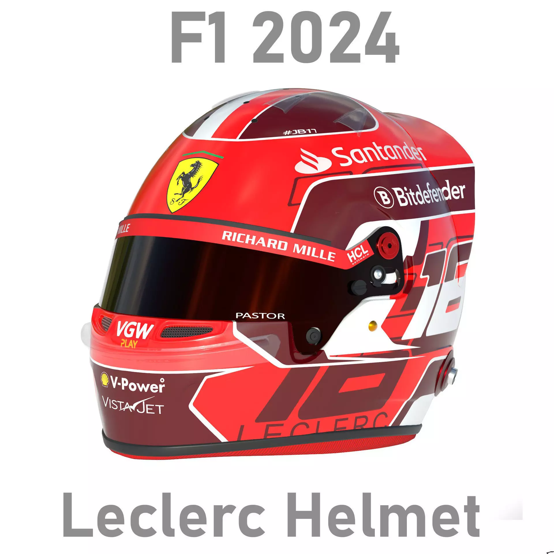 F1 Charles Leclerc Helmet 2024 3D model_0