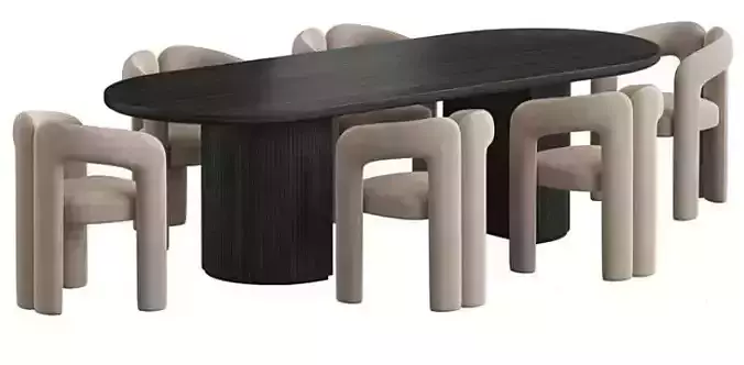 Dining Set Gubi Moon 3d model